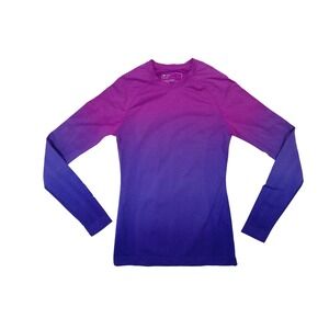 FIGS Seamless Long Sleeve Under Scrub Top Purple Pink Ombre Shirt Women's XS